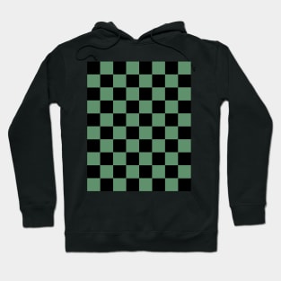 Apple Green and Black  Chessboard Pattern Hoodie